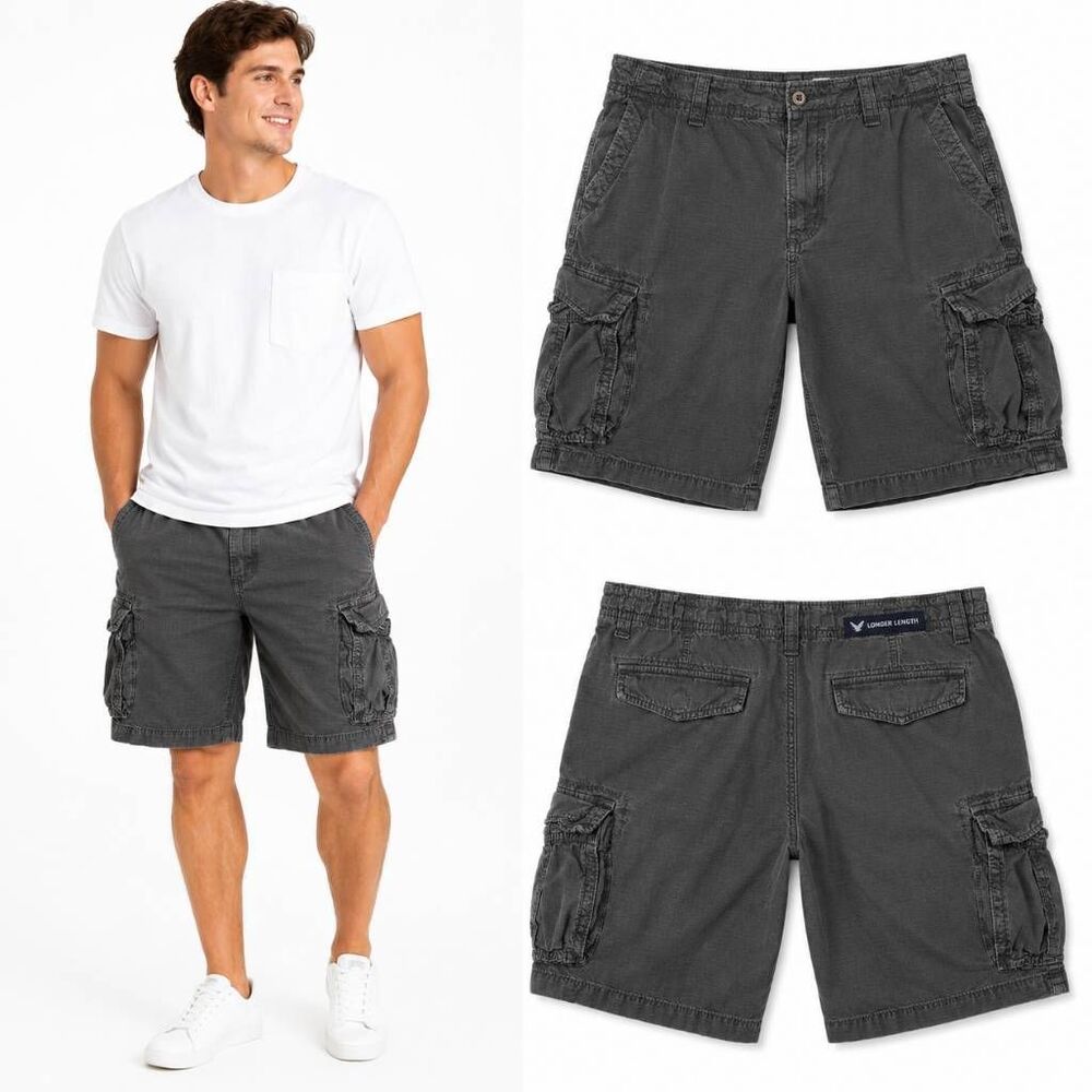 American Eagle Cargo Shorts Gray Ripstop Men's 38 Long